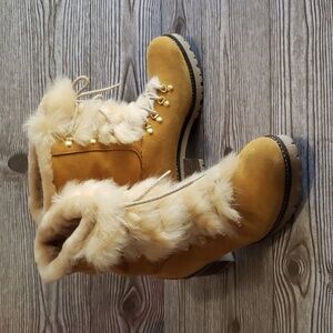 MonteIlliana  Suede And shearling Fur Lace Up Winter Fashion Boots Size 41